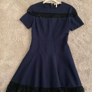 Navy with black lace Rebecca Taylor dress
